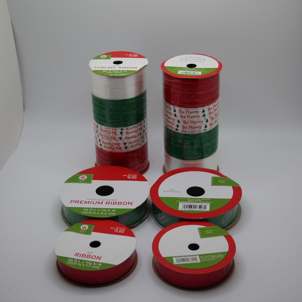 Christmas Gift Ribbon Lot - Red‎ Green White Curling Premium - Target
